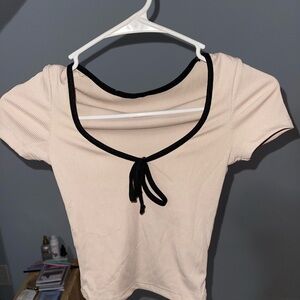 Women's Cream Top with Black Trim